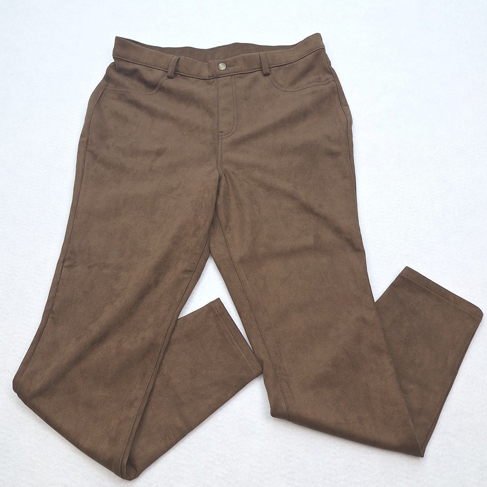 Time and Tru Jeggings Womens Large Brown Faux‎ Suede Midrise Stretch